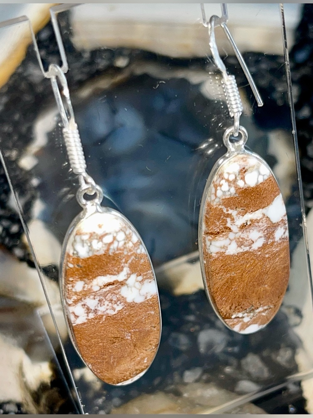Wild Horse Jasper Magnesite Earrings 2” - Picture 8 of 16